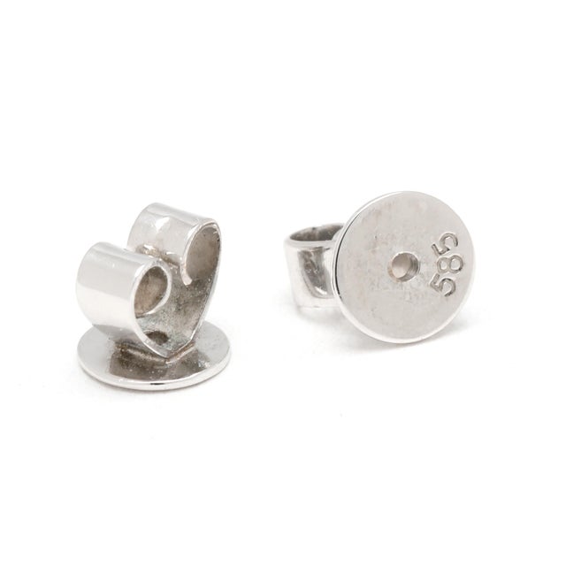 0.45ctw Diamond Cluster Stud Earrings, 14k White Gold, Width 6.5 Mm For Sale - Image 4 of 4