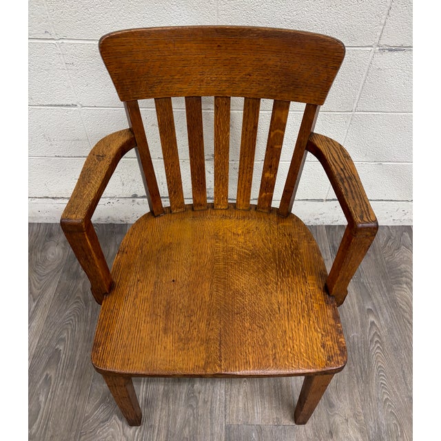 Arts & Crafts Antique Arts & Crafts Mission Quarter Sawn Oak Library Chair Armchair For Sale - Image 3 of 8