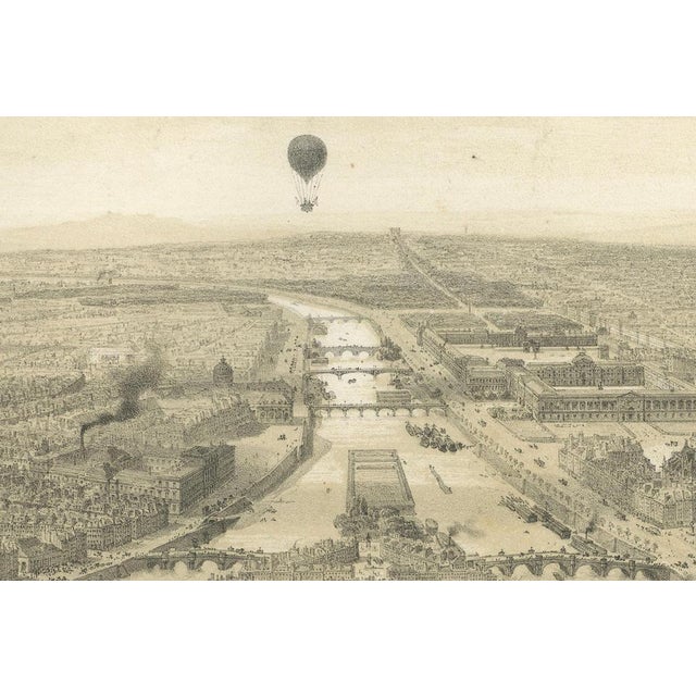 Paper Albert, View of Paris from a Balloon, 1850, Lithograph on Paper For Sale - Image 7 of 12