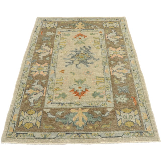 Contemporary Turkish Oushak Accent Rug - 03'08 X 05'01 For Sale - Image 3 of 9