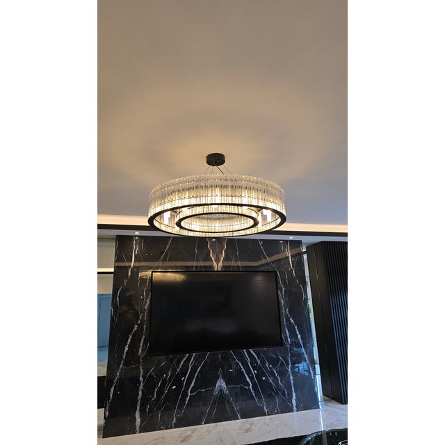 Modern Contemporary Glass Rod Chandelier Black Modern Ceiling Light Chandelier For Sale - Image 12 of 14