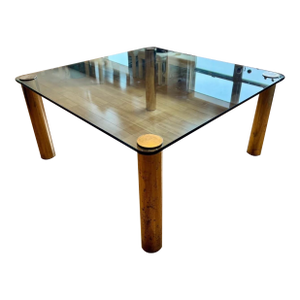 1970s Leon Rosen for Pace Collection Brass and Glass Dining Table