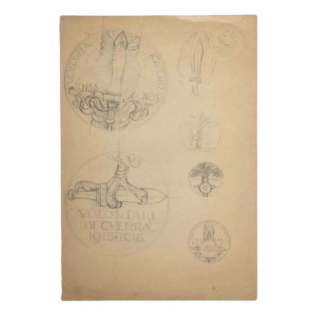 Aurelio Mistruzzi, Study for a Medal, Original Drawing, Mid-20th-Century For Sale