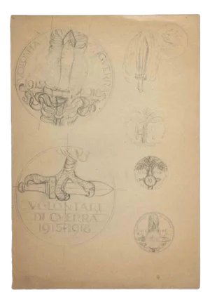 Aurelio Mistruzzi, Study for a Medal, Original Drawing, Mid-20th-Century