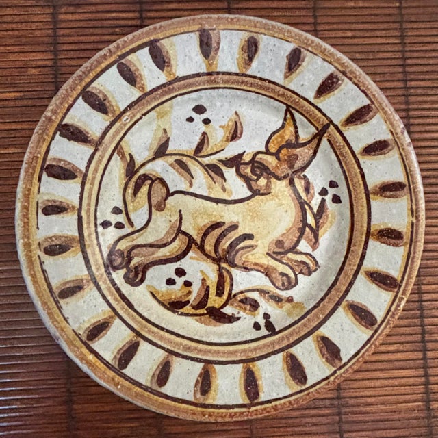 Mid 20th Century Mid-Century Rustic European Earthenware Wall Plate For Sale - Image 5 of 5