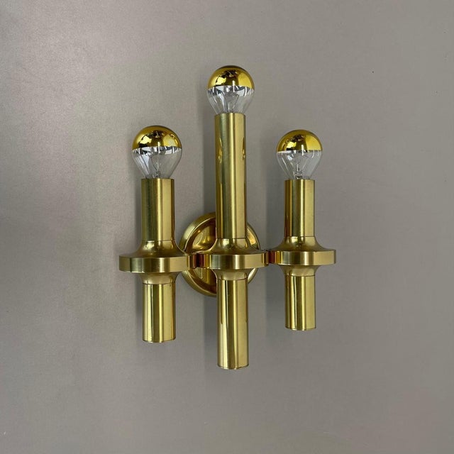 Brass Tube Torch Wall Light from Gaetano Sciolari, Italy, 1970s For Sale - Image 3 of 15