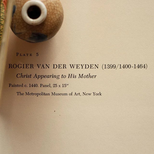 1950s 1956 After Rogier Van Der Weyden "Christ Appearing to His Mother", Vintage Full-Color Print For Sale - Image 5 of 8