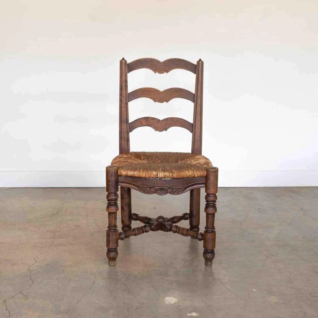 French 1940s French Carved Wood and Woven Chair For Sale - Image 3 of 12