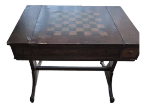 19th Century English Mahogany Games Table With Chess & Leather Backgammon Boards