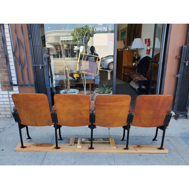 Vintage Theater Seat Row For Sale In Los Angeles - Image 6 of 14