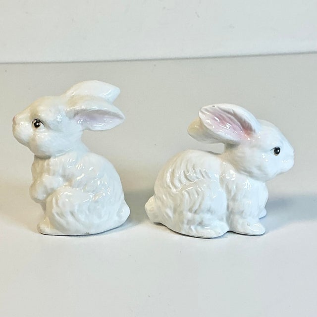 1950s Vintage Boho Chic Arts & Crafts Ceramic Bunny Figural - A Pair For Sale - Image 6 of 15