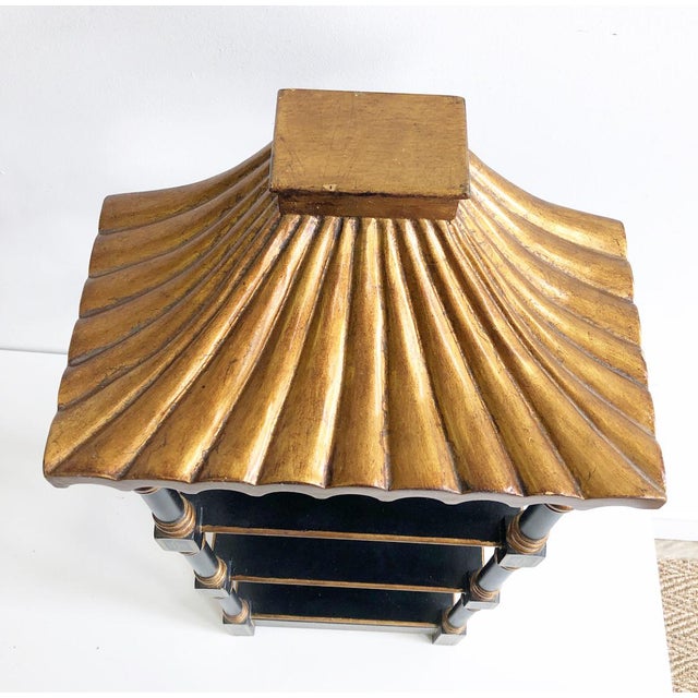 Vintage Black and Gold Wooden Carved Pagoda Wall Shelf Chairish