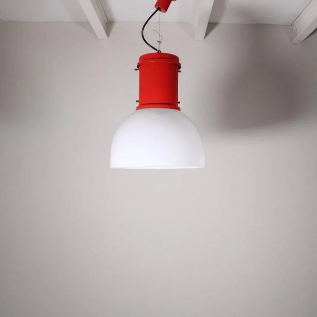Small Red Ceiling Lamp by Roberto Menghi Fontana Arte For Sale - Image 5 of 12