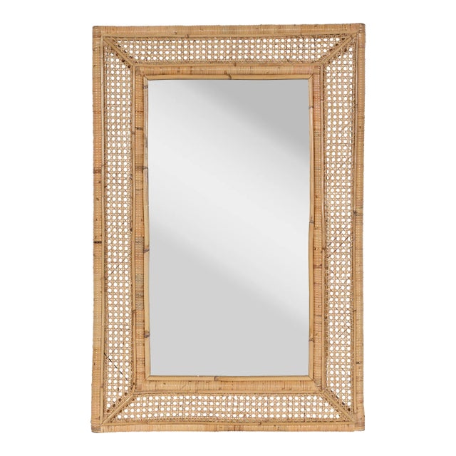 Jameson Rattan and Cane Wall Mirror For Sale