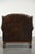 Vintage English Cowhide Chesterfield Wing Armchair For Sale - Image 4 of 13