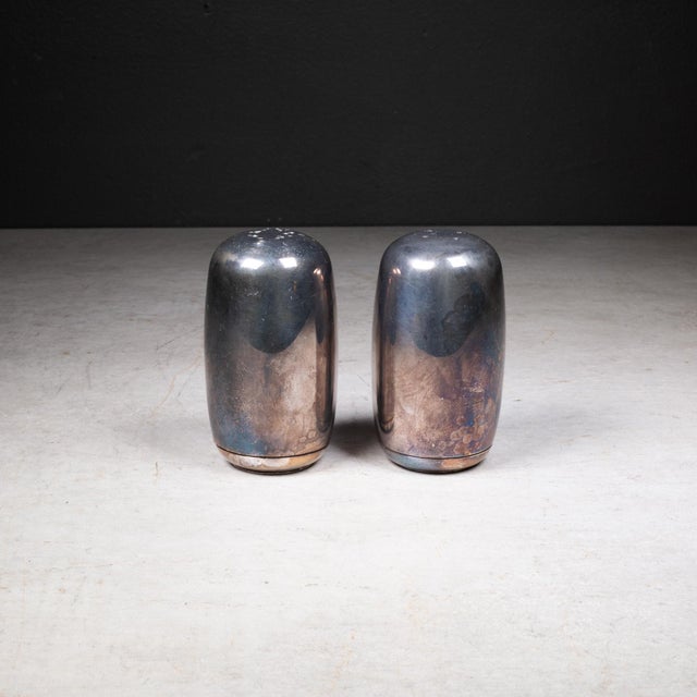 Metal Mid-Century Dansk Design Japan Silver Plated Salt & Peppers Shakers c.1960 For Sale - Image 7 of 7