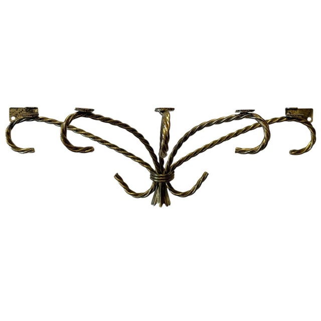 Vintage Hollywood Regency Gilt Metal Rope & Tassel Glass Wall Shelf For Sale - Image 4 of 4