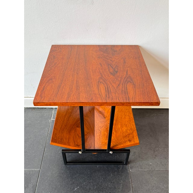Wood Mid-Century Modern Magazine Table in Wood and Black Metal, 1960s For Sale - Image 7 of 16