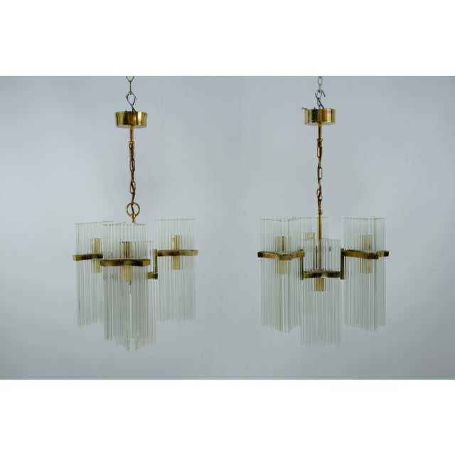 Brass and Glass Chandeliers by Gaetano Sciolari, Italy, 1970s, Set of 2 For Sale - Image 6 of 18