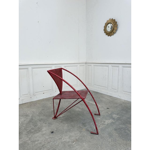 Red Metal Lounge Chair, 1950s For Sale - Image 9 of 9
