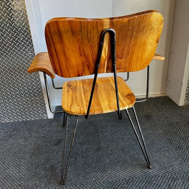From the Source Teak Plywood Chair With Hairpin Legs For Sale - Image 4 of 6