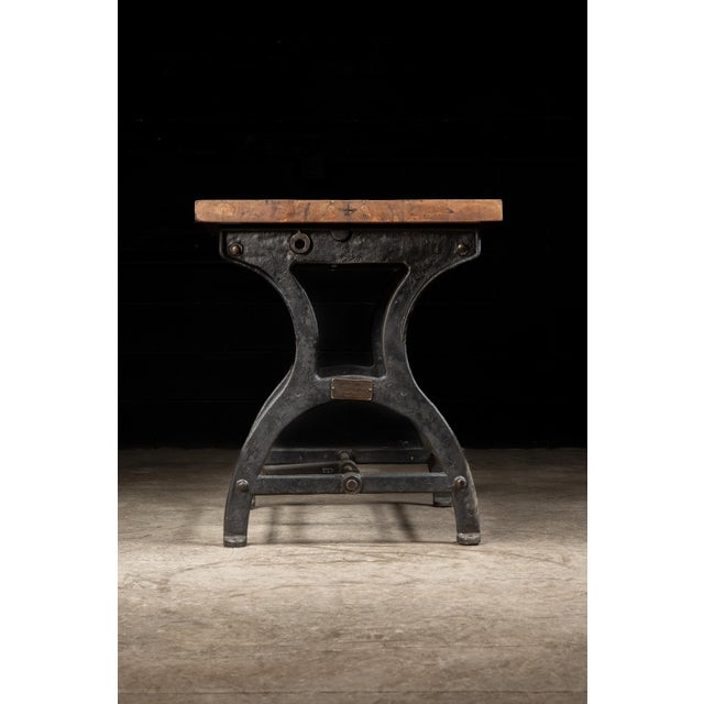 Early 20th Century Industrial Oak Table on Antique Cast Iron Base For Sale - Image 5 of 14