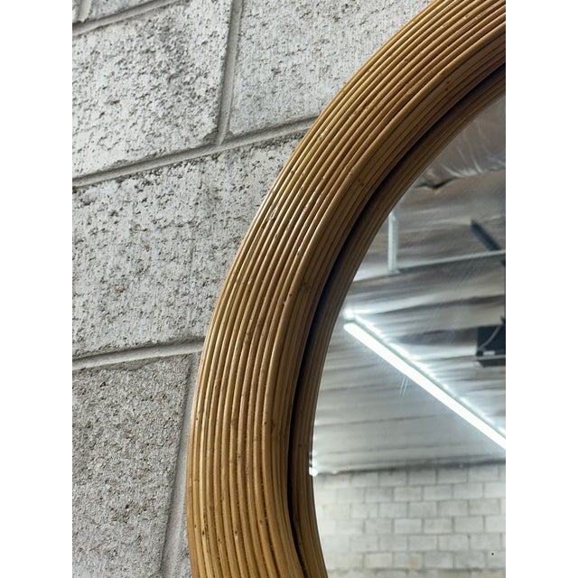 Bloomingdale's 1980s Circular Pencil Reed Wall Mirror For Sale - Image 4 of 7