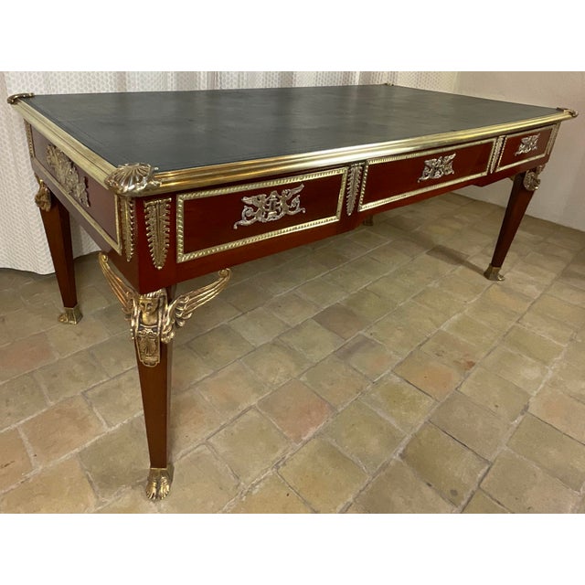 19th Century French Empire Napoleon III Bureau Plat Desk For Sale In Miami - Image 6 of 10
