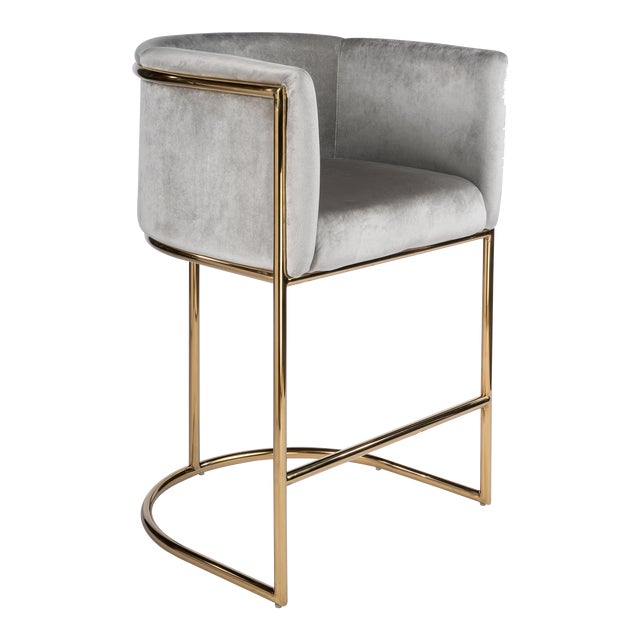 Mira Gray and Gold Counter Stool Chairish