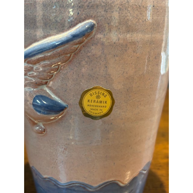 Mid-Century Modern 1960s Mid-Century Danish Dissing Keramik Flying Ducks Relief Pottery Vase 9.25” For Sale - Image 3 of 11