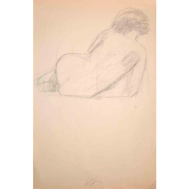 Woman from Behind is an original pencil drawing realized by Dimitri Godicky Cwirko. Good conditions on a yellowed paper....