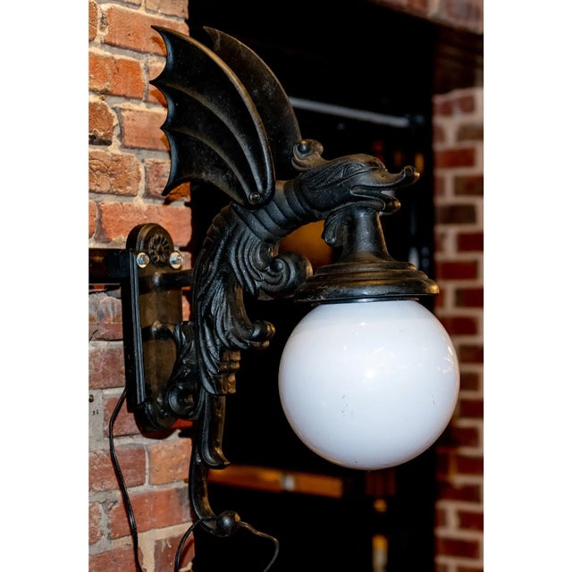 Ebony Wall Sconce Dragon Gargoyle For Sale - Image 8 of 9