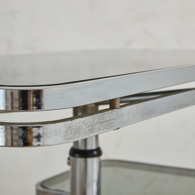 Chrome + Smoked Glass Bar Cart by Allegri Arredamenti, Italy 1970s For Sale - Image 10 of 11