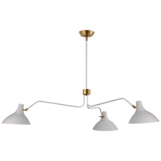 AERIN for Visual Comfort Signature Charlton Large Triple-Arm Chandelier in White For Sale