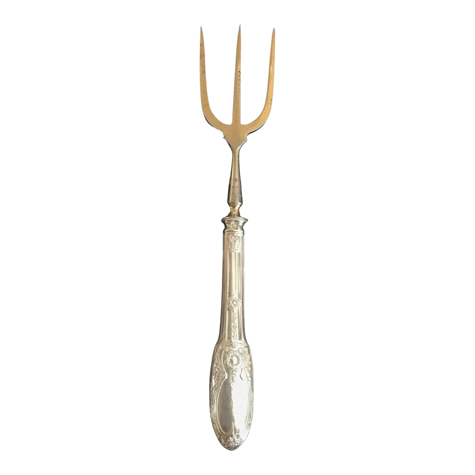 Antique British Silver Bread Fork or Serving Fork | Chairish