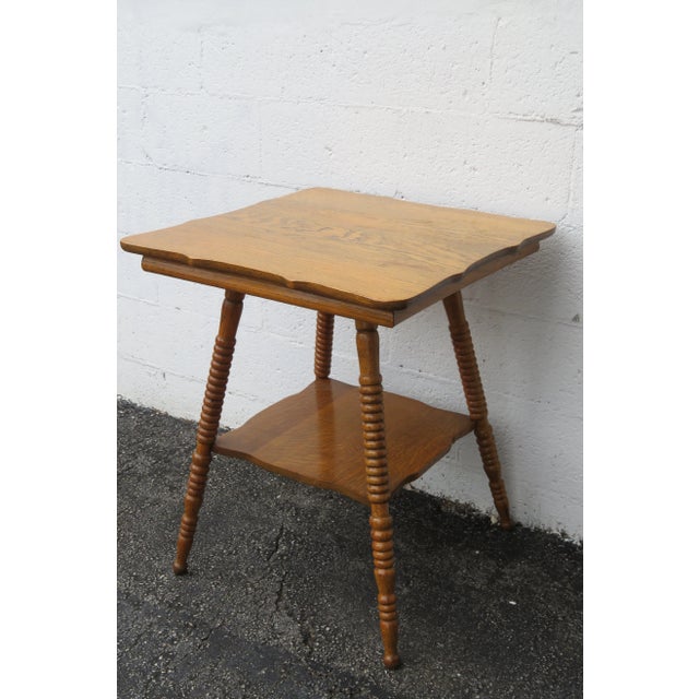 Early 1900s Tiger Oak Carved Large Side End Center Table For Sale In Miami - Image 6 of 13