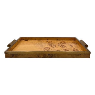 Hollywood Regency Brass and Burl Tray, Italy, 1970s For Sale