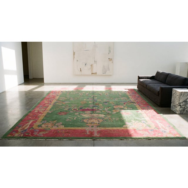 Red 1920s Chinese Art Deco Carpet ( 8'10" x 11'6" - 270 x 350 ) For Sale - Image 8 of 8