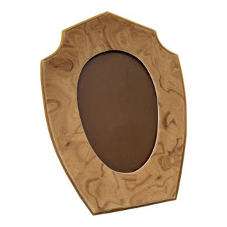 Vintage Faux Burlwood Oval Picture Frame For Sale