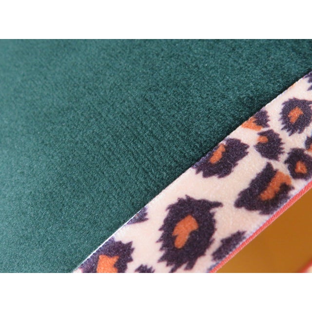 Vintage Brass Table Lamp with Custom Green Velvet Shade and Panther Trim from JAB Anstoetz, 1970 For Sale - Image 6 of 11