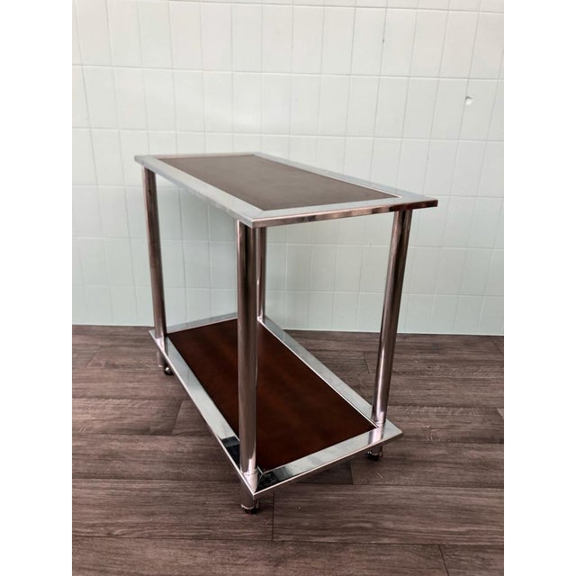 Chromed Steel & Wood Trolley, Italy, 1970s For Sale - Image 9 of 14