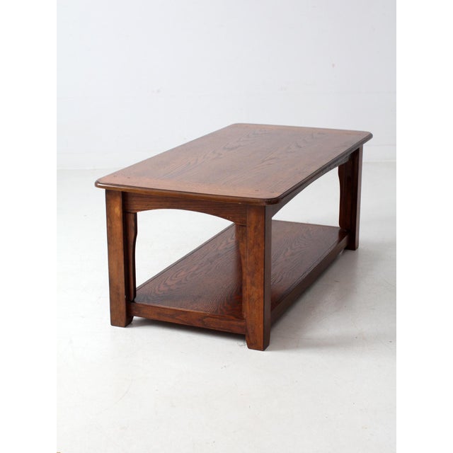 Vintage Oak Coffee Table With Base Shelf For Sale - Image 9 of 14