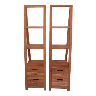 2010s Decoriny 4 Tier Self Storage Ladder Bookcases With Drawers - a Pair For Sale