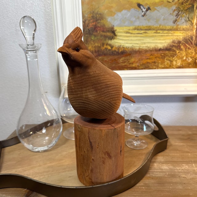 American 1980s Hand Carved Grouse Wood Sculpture For Sale - Image 3 of 7