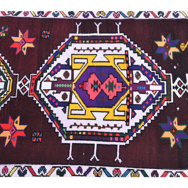 Vintage Pink Geometric Turkish Hand-Knotted Runner For Sale - Image 6 of 9