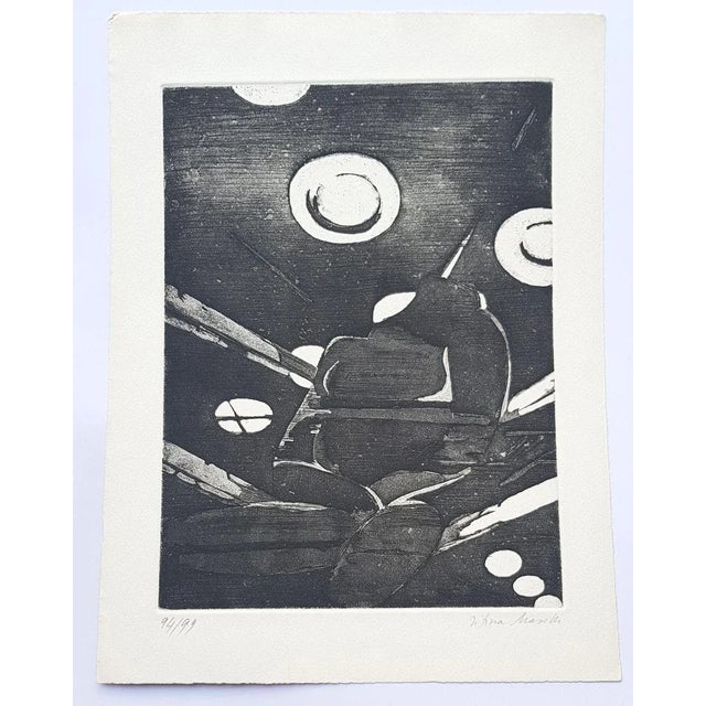 This is an original etching realized by Titina Maselli in 1966. Hand signed on the lower right margin and numbered on the...