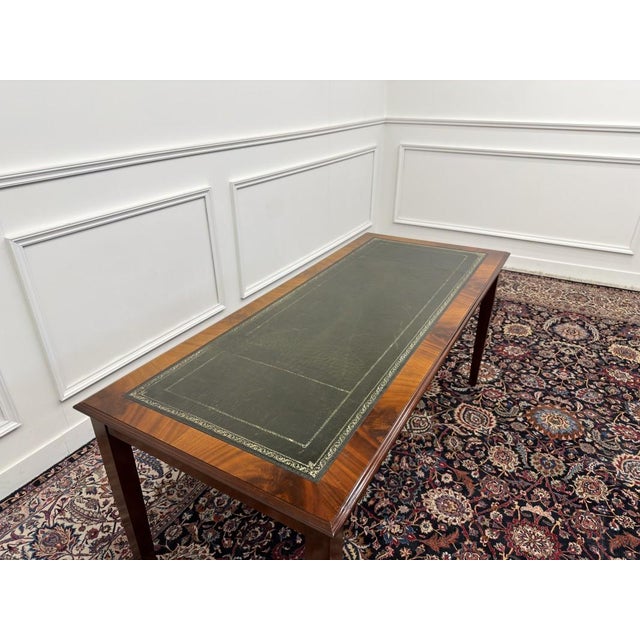 English Wood Writing Desk with Leather Top For Sale - Image 9 of 14