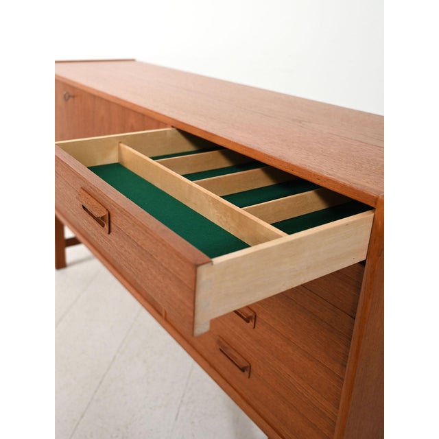 Brown Scandinavian Sideboard with Cantilevered Handles, 1960s For Sale - Image 8 of 13