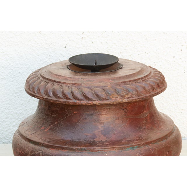 Late 19th Century Antique Teak Rounded Rosette Pedestal For Sale - Image 5 of 9