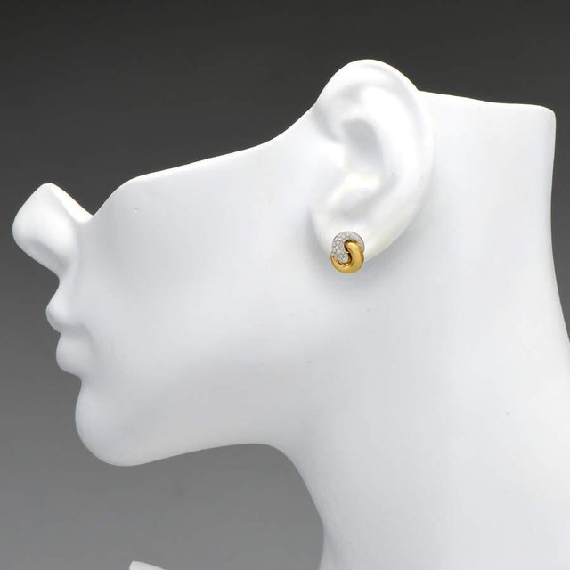 Contemporary 18KYW Pave Diamond(0.50) Interlocking Earrings, 2 pieces For Sale - Image 3 of 3
